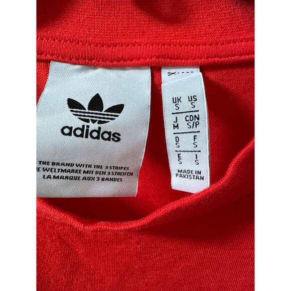 Adidas Red 3 Stripe Trefoil T-Shirt - S - Sleeve Stripes - Picture 2 of 3